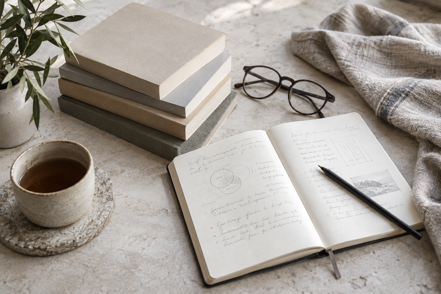 Bücher und Notizbuch auf einem Tisch