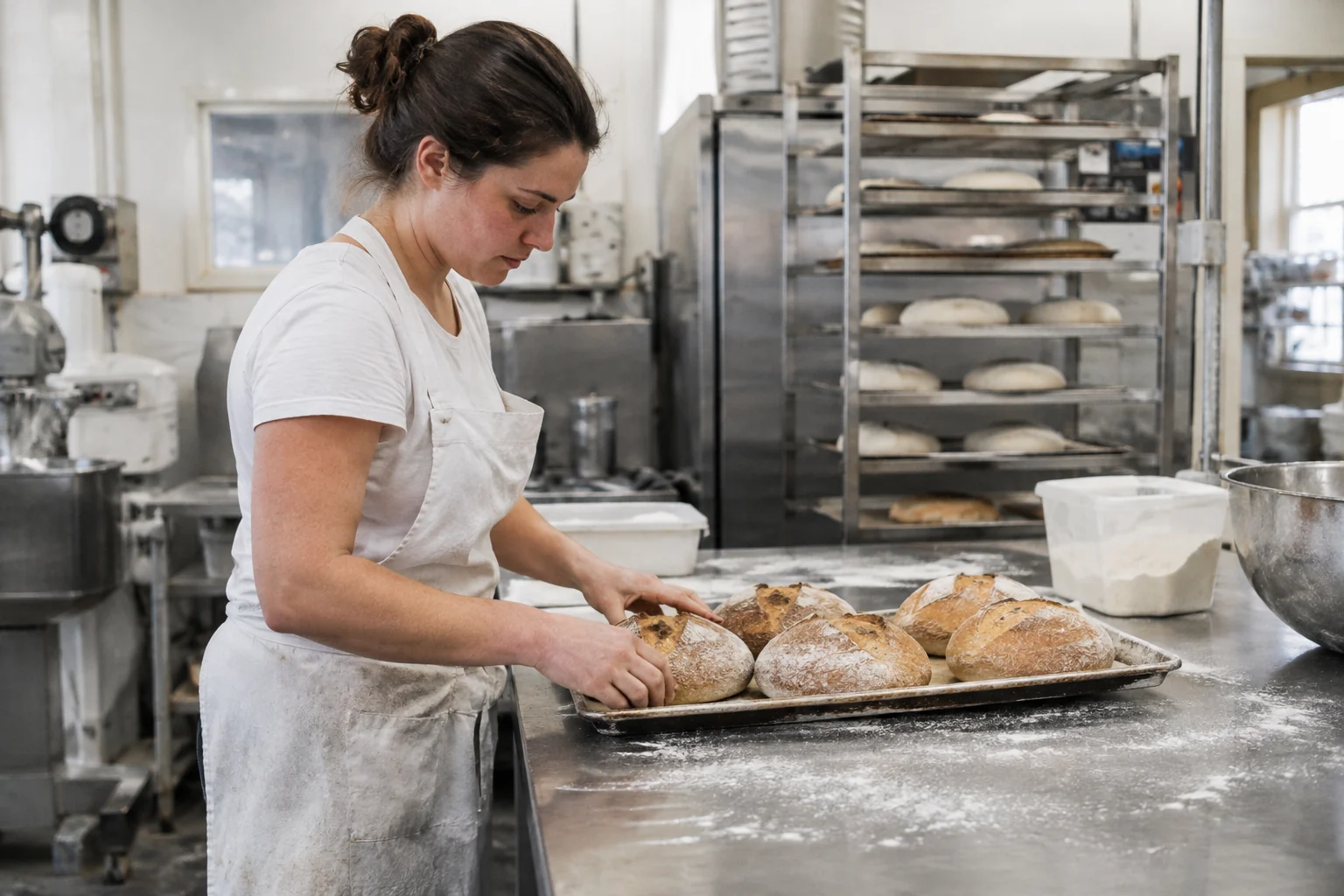 Eine begonnene Arbeitscharge in einer Bäckerei abschließen
